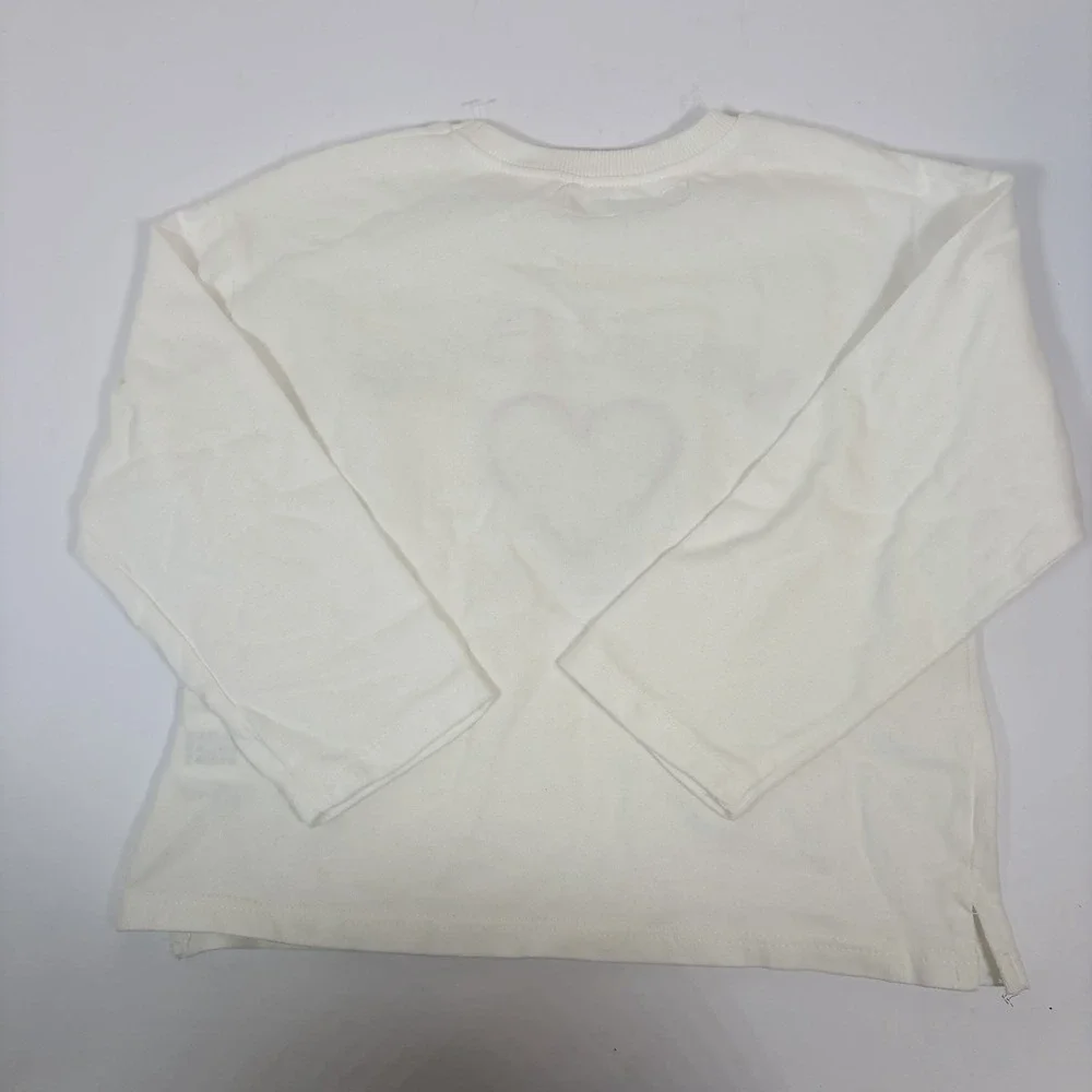 New-Zara Kids 18M Sweatshirt White Heart New York Graphic Crewneck Gingham Magic
